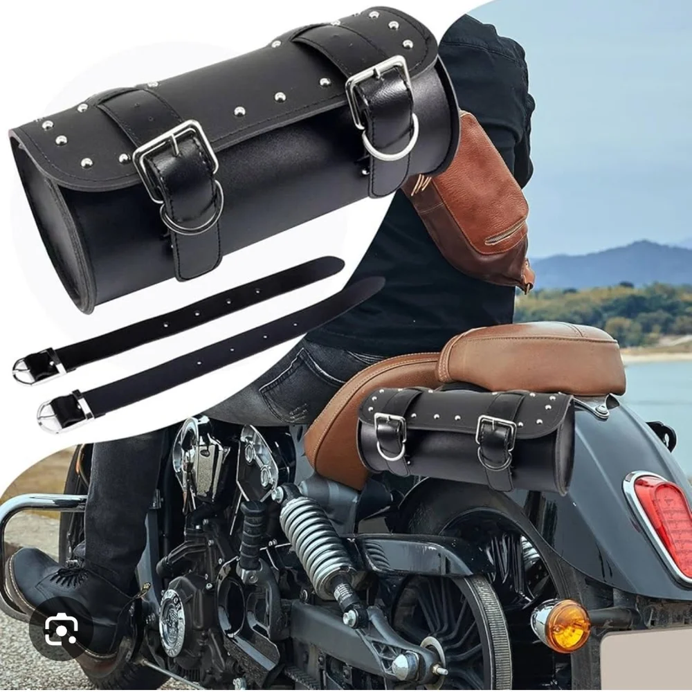 Leatherworks Inc. 100 Leather Motorcycle Tool Bag - Studded Black